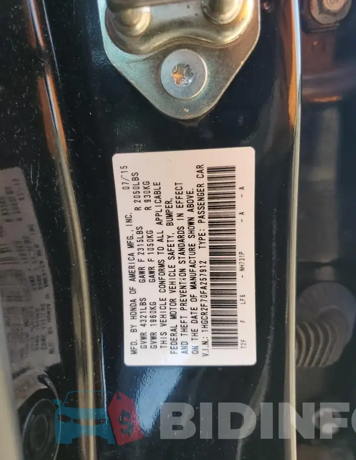 1HGCR2F70FA257912 Photo# 13