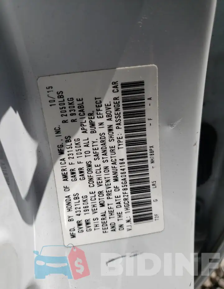 1HGCR2F85GA064164 Photo# 13