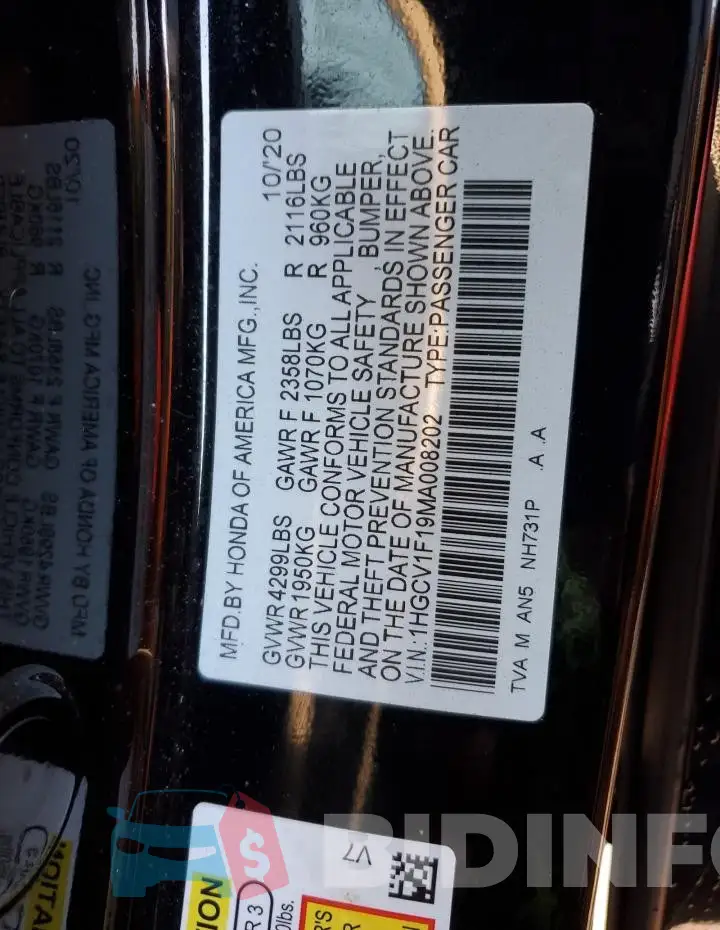 1HGCV1F19MA008202 Photo# 13