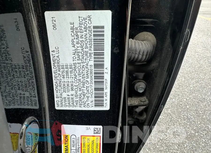 1HGCV1F3XMA086618 Photo# 10