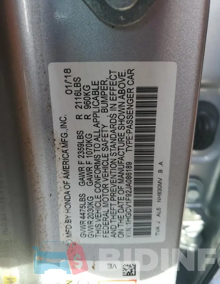 1HGCV1F92JA086189 Photo# 13