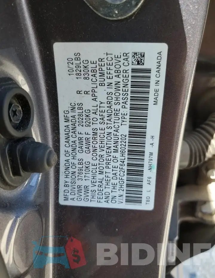 2HGFC2F64LH602202 Photo# 12