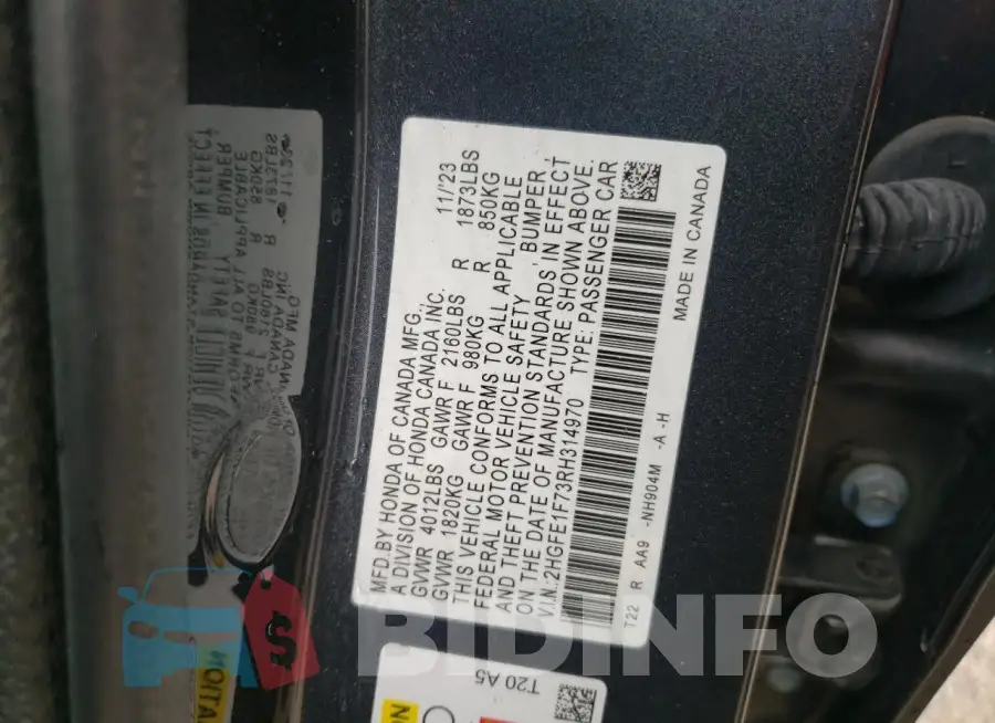 2HGFE1F73RH314970 Photo# 12