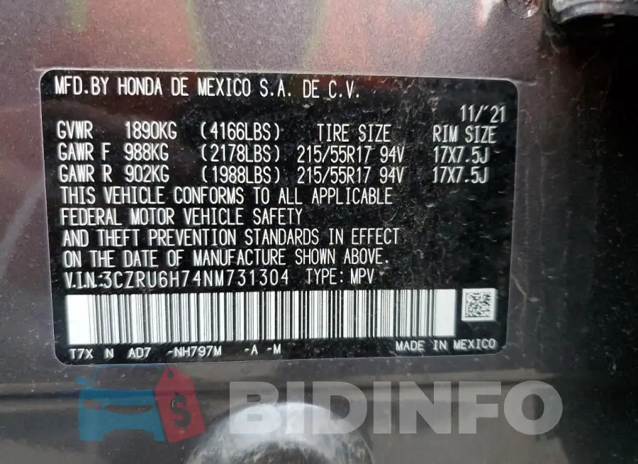 3CZRU6H74NM731304 Photo# 12