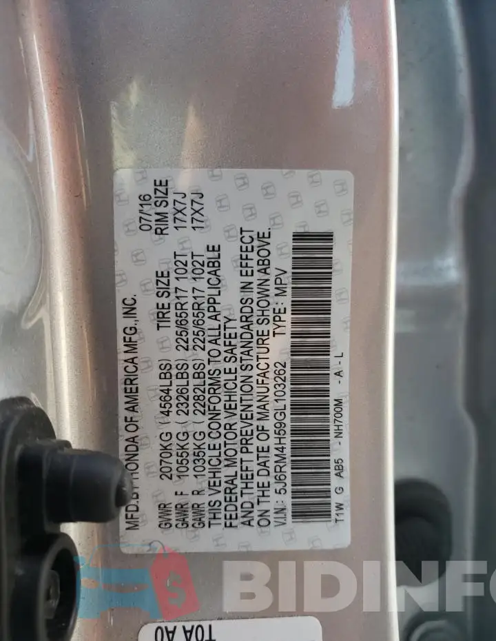 5J6RM4H59GL103262 Photo# 13