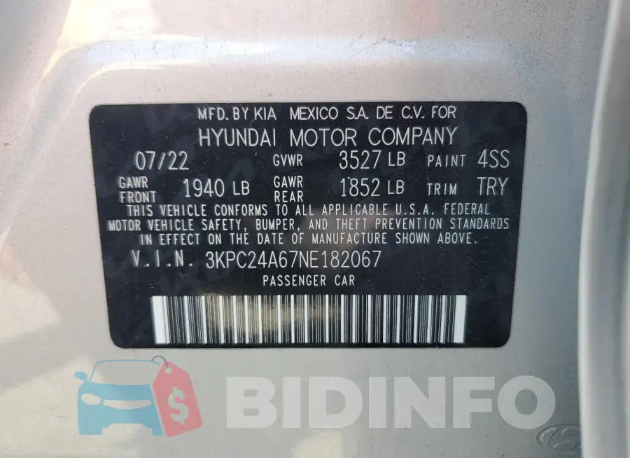 3KPC24A67NE182067 Photo# 12