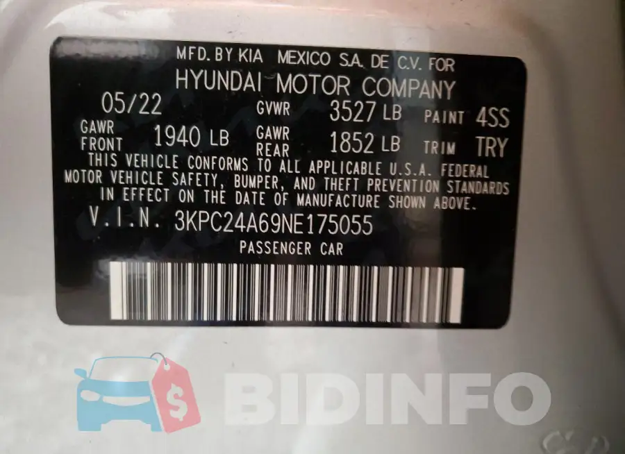 3KPC24A69NE175055 Photo# 12