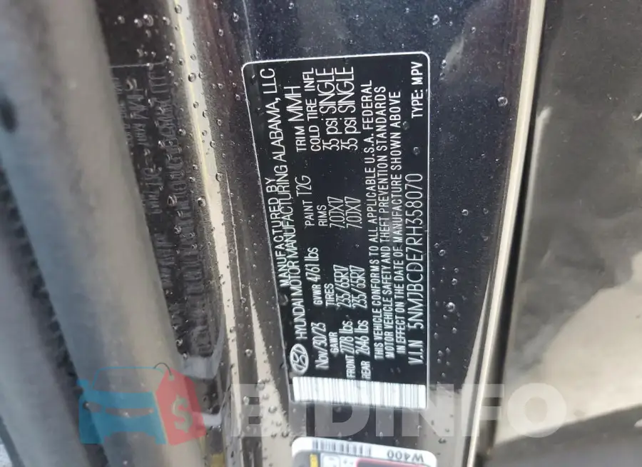 5NMJBCDE7RH358070 Photo# 12