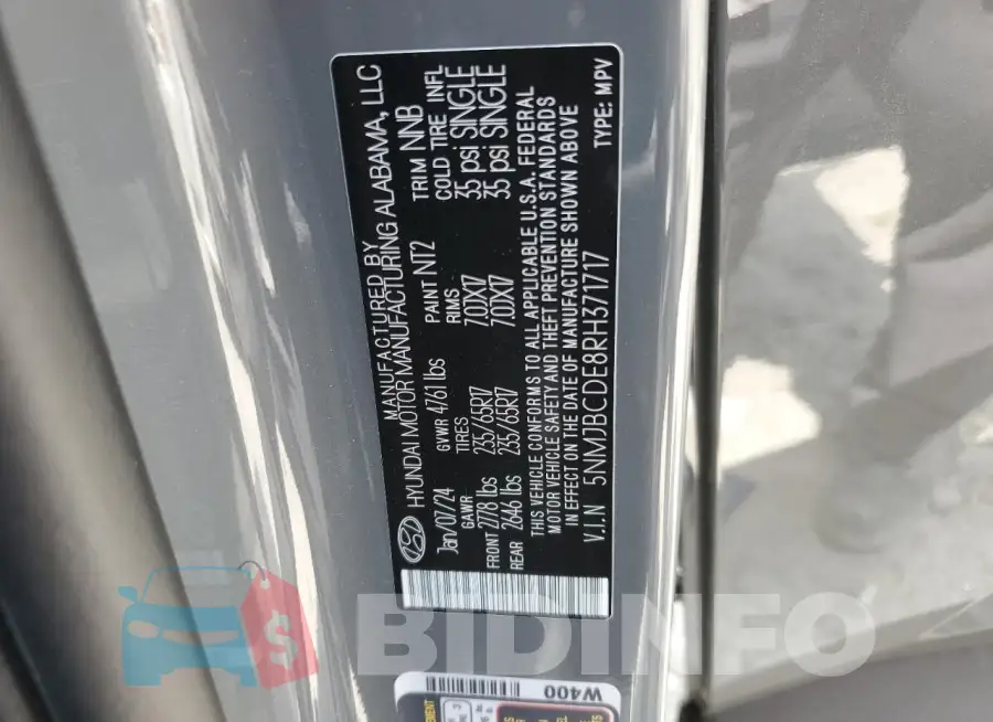 5NMJBCDE8RH371717 Photo# 14