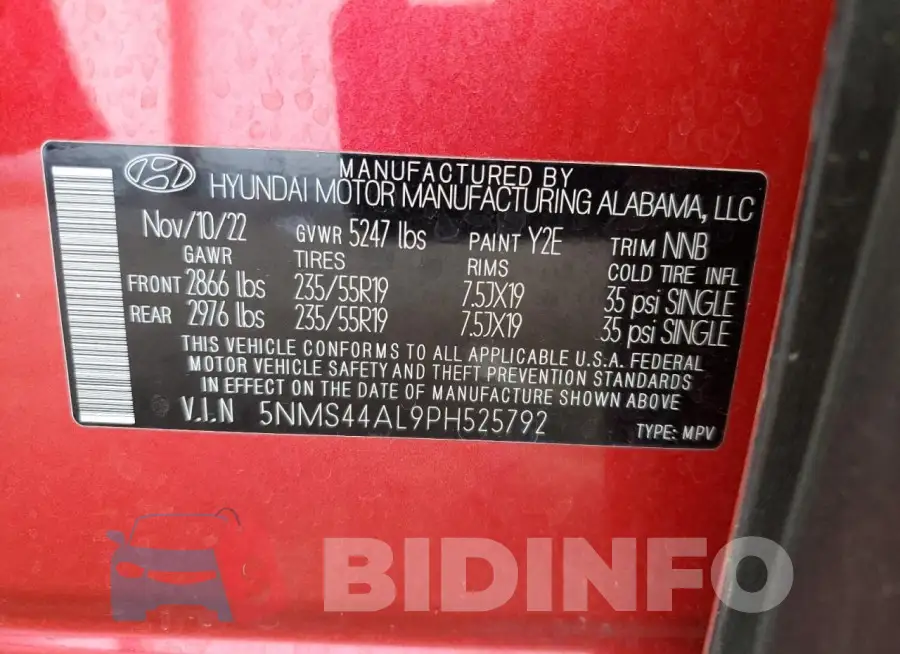 5NMS44AL9PH525792 Photo# 14