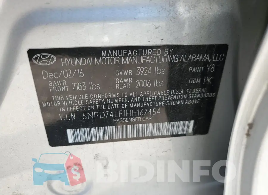 5NPD74LF1HH167454 Photo# 12
