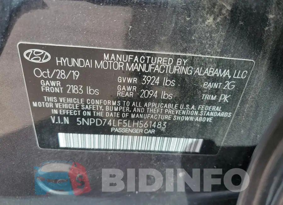 5NPD74LF5LH561483 Photo# 12