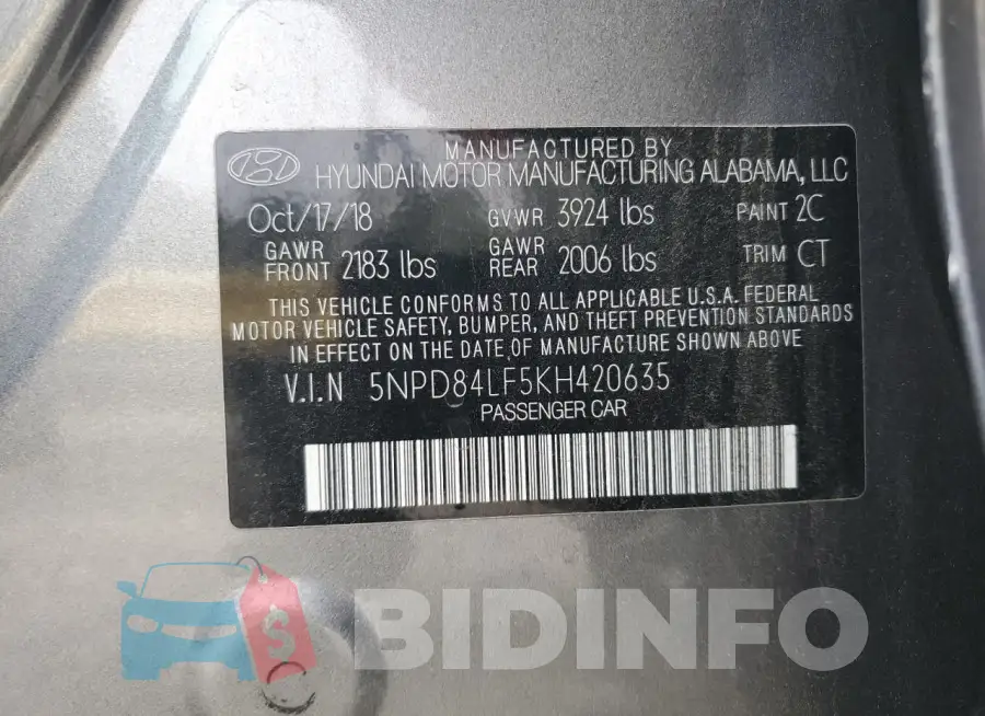 5NPD84LF5KH420635 Photo# 12