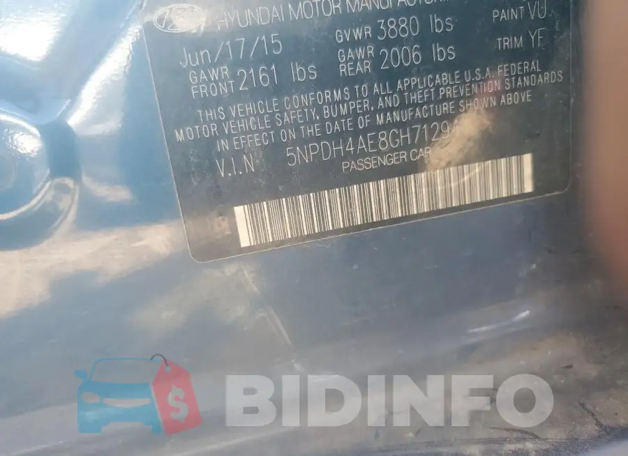 5NPDH4AE8GH712944 Photo# 13