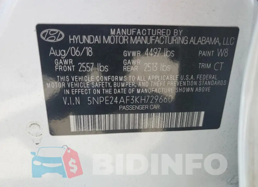 5NPE24AF3KH729660 Photo# 12