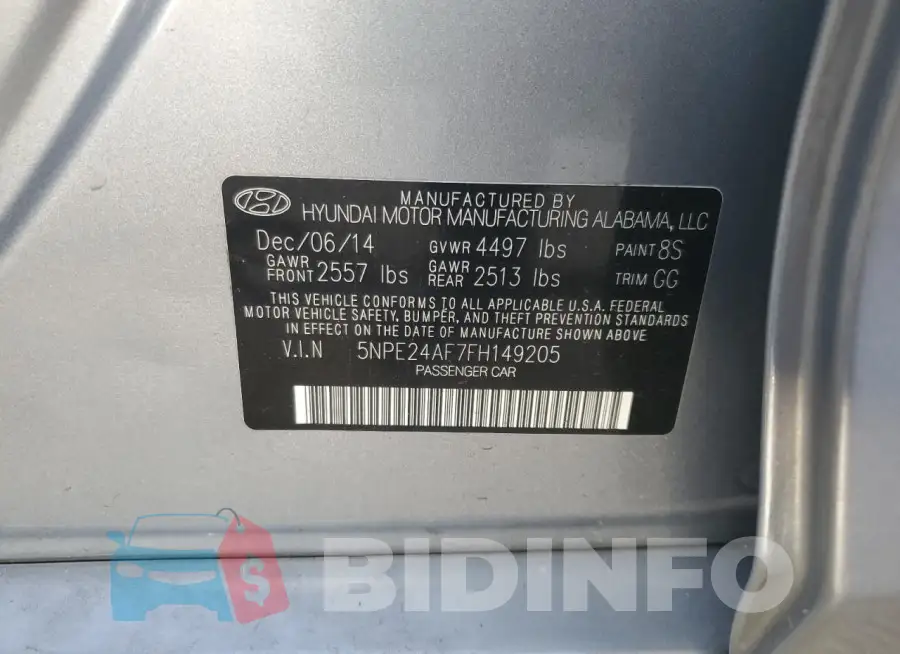 5NPE24AF7FH149205 Photo# 12
