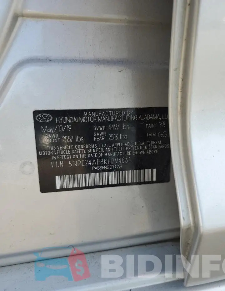 5NPE24AF8KH794861 Photo# 12