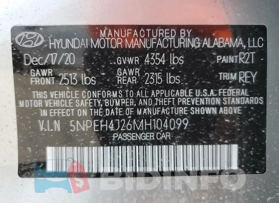 5NPEH4J26MH104099 Photo# 13
