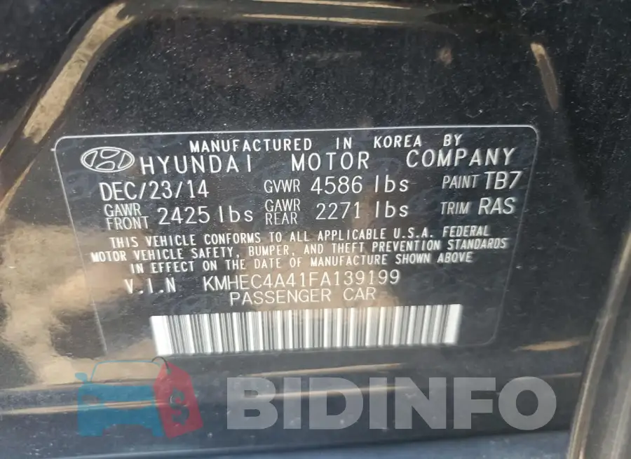KMHEC4A41FA139199 Photo# 12