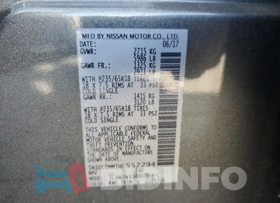 5N1DL0MM1HC552294 Photo# 14