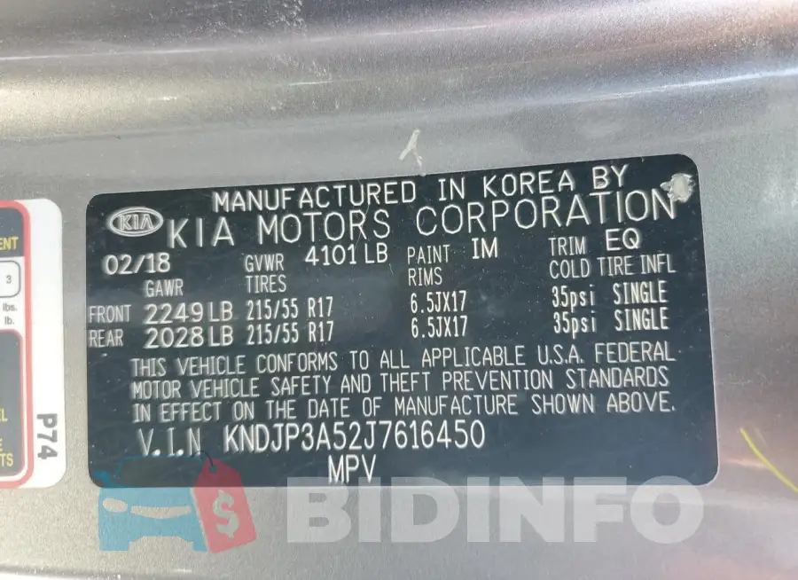 KNDJP3A52J7616450 Photo# 13