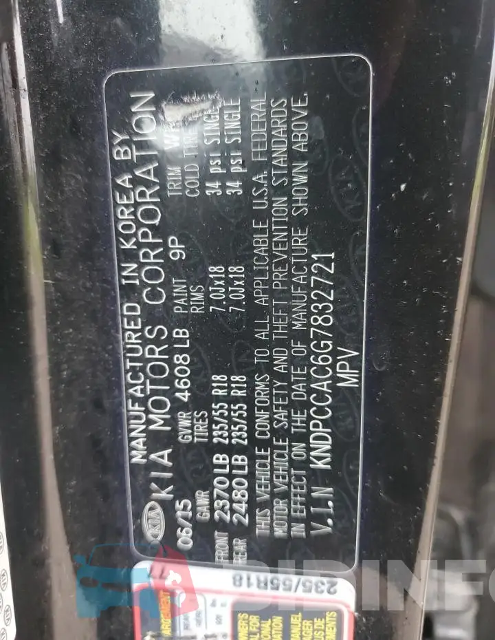 KNDPCCAC6G7832721 Photo# 13