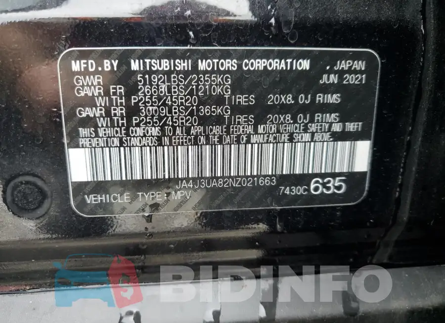 JA4J3UA82NZ021663 Photo# 13