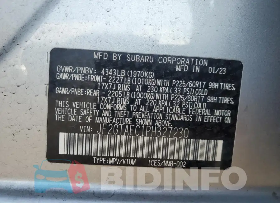 JF2GTAEC1PH327230 Photo# 14