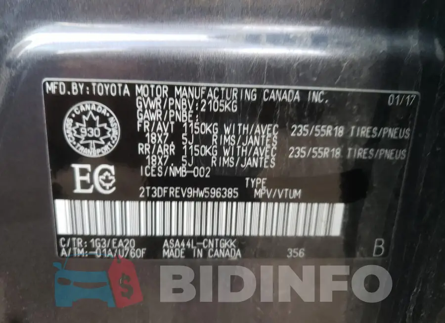 2T3DFREV9HW596385 Photo# 13