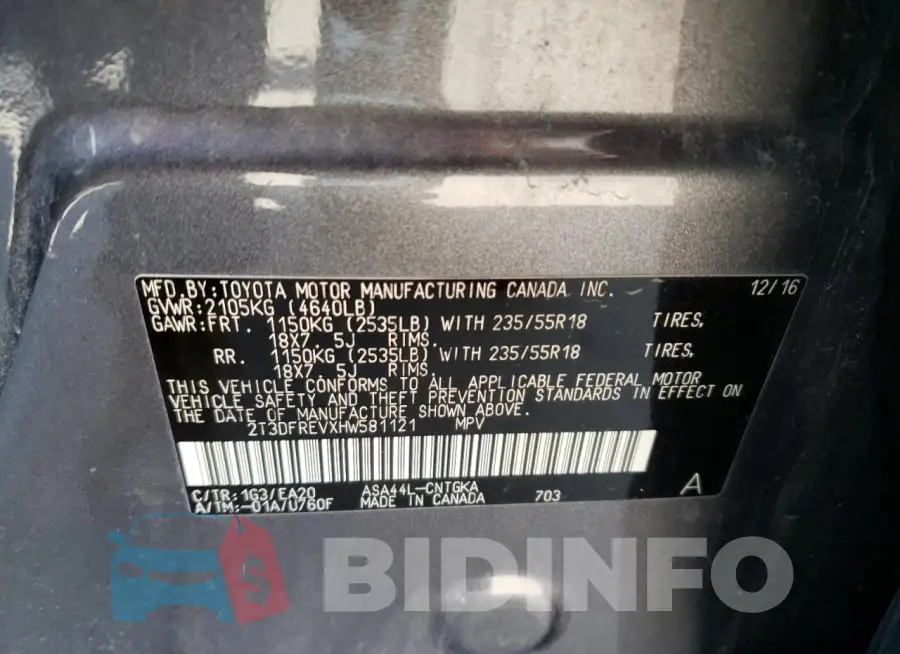 2T3DFREVXHW581121 Photo# 14