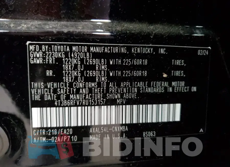 4T3B6RFV7RU153157 Photo# 14