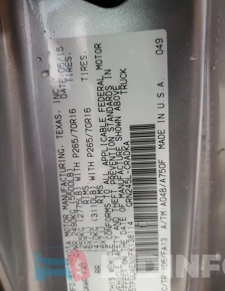 5TFUU4ENXFX138114 Photo# 13