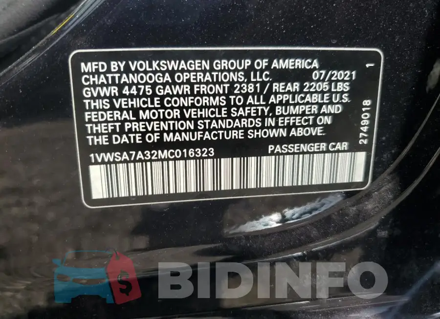 1VWSA7A32MC016323 Photo# 12