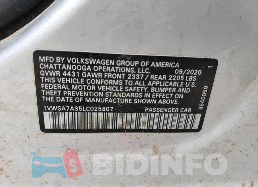 1VWSA7A35LC025807 Photo# 12