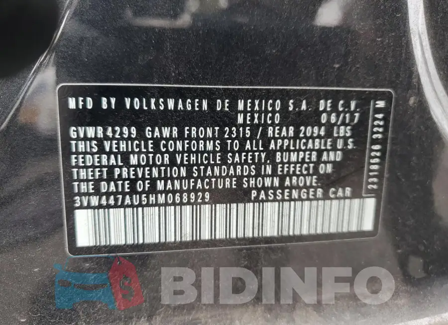 3VW447AU5HM068929 Photo# 12