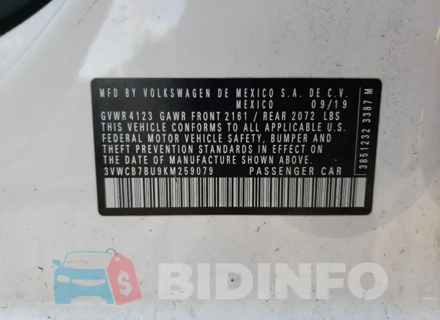 3VWCB7BU9KM259079 Photo# 12