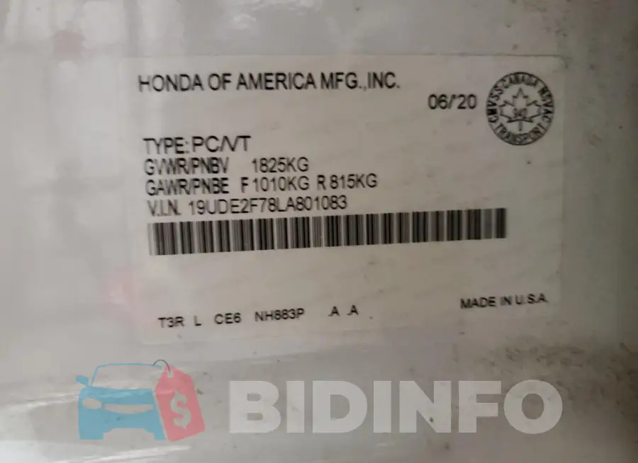 19UDE2F78LA801083 Photo# 13