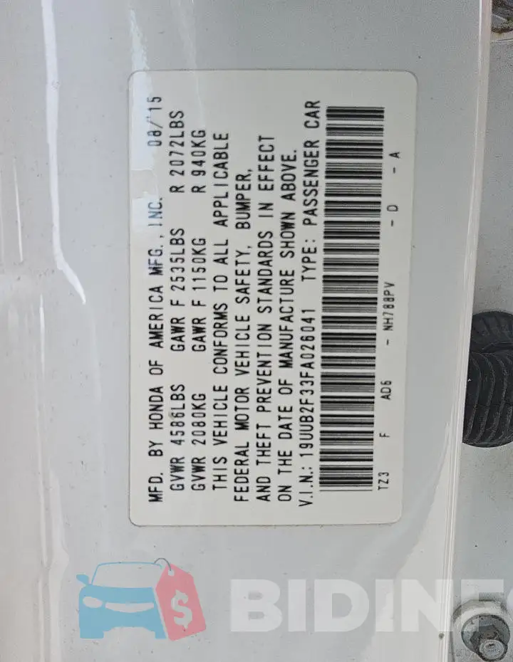 19UUB2F33FA026041 Photo# 12