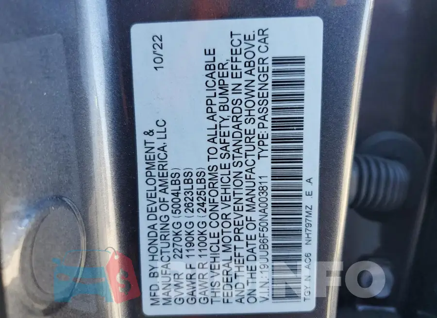 19UUB6F50NA003811 Photo# 13