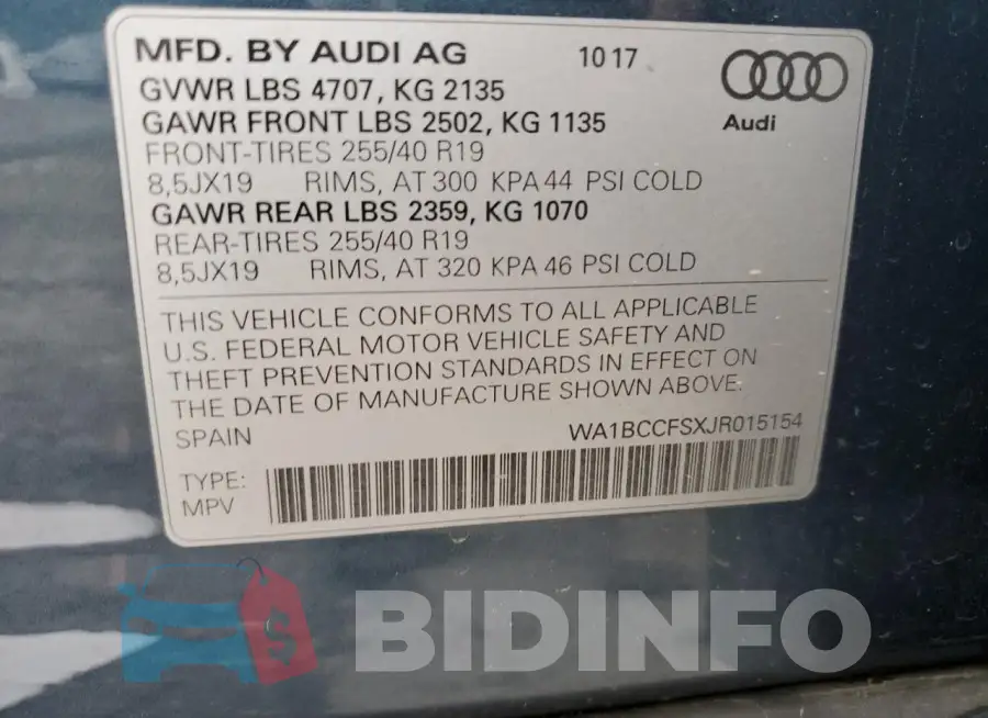 WA1BCCFSXJR015154 Photo# 13