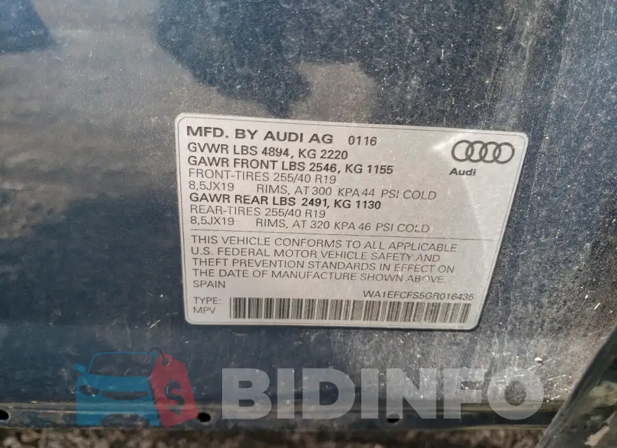 WA1EFCFS5GR016435 Photo# 12