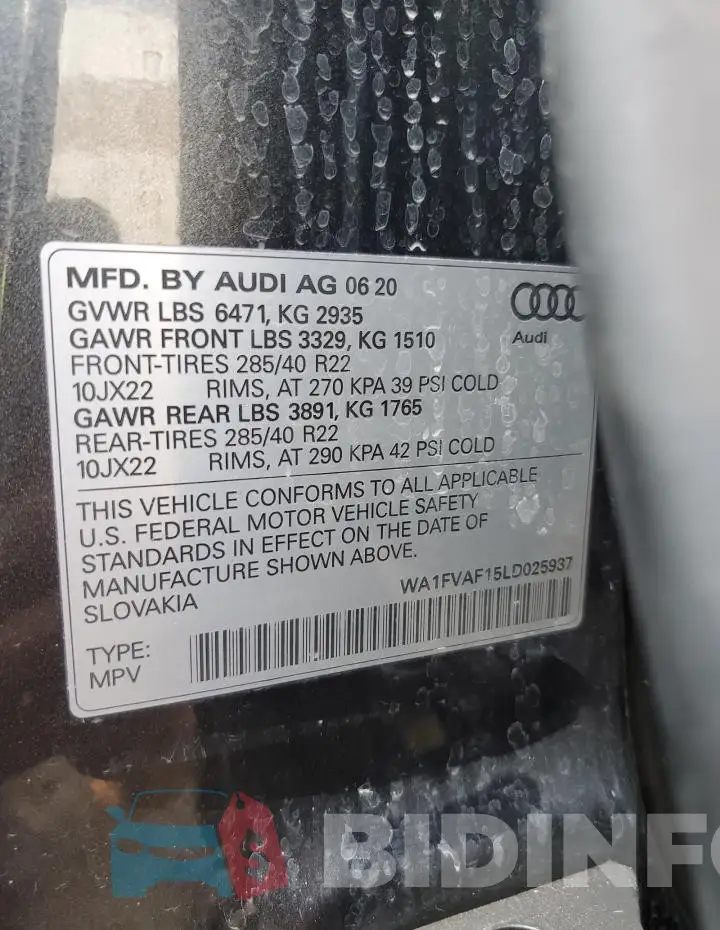WA1FVAF15LD025937 Photo# 13