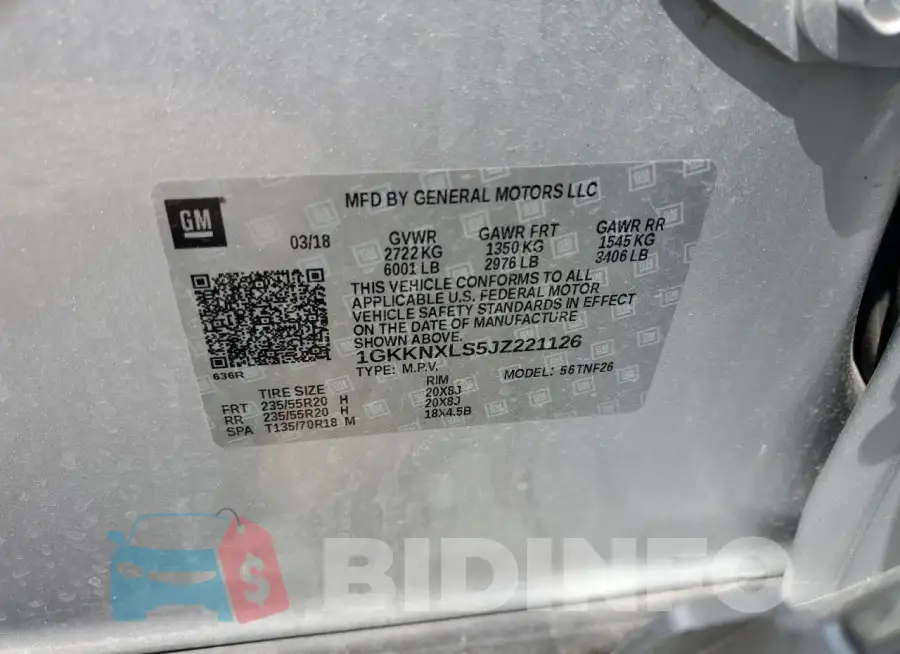 1GKKNXLS5JZ221126 Photo# 12