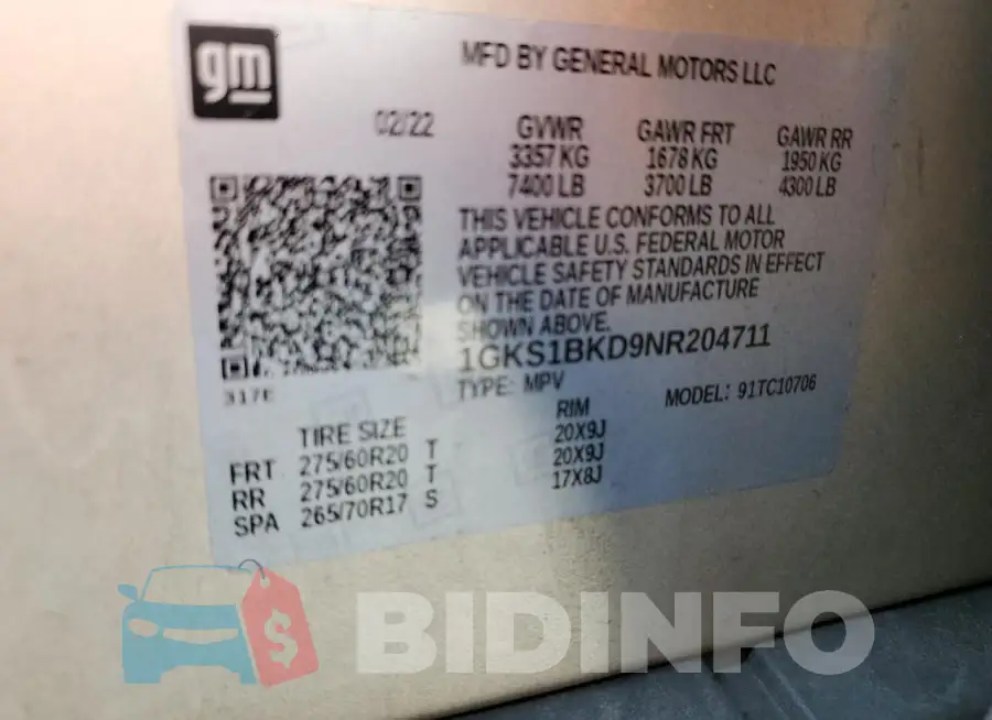 1GKS1BKD9NR204711 Photo# 13