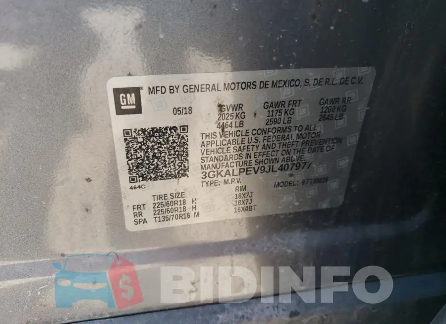 3GKALPEV9JL407977 Photo# 13