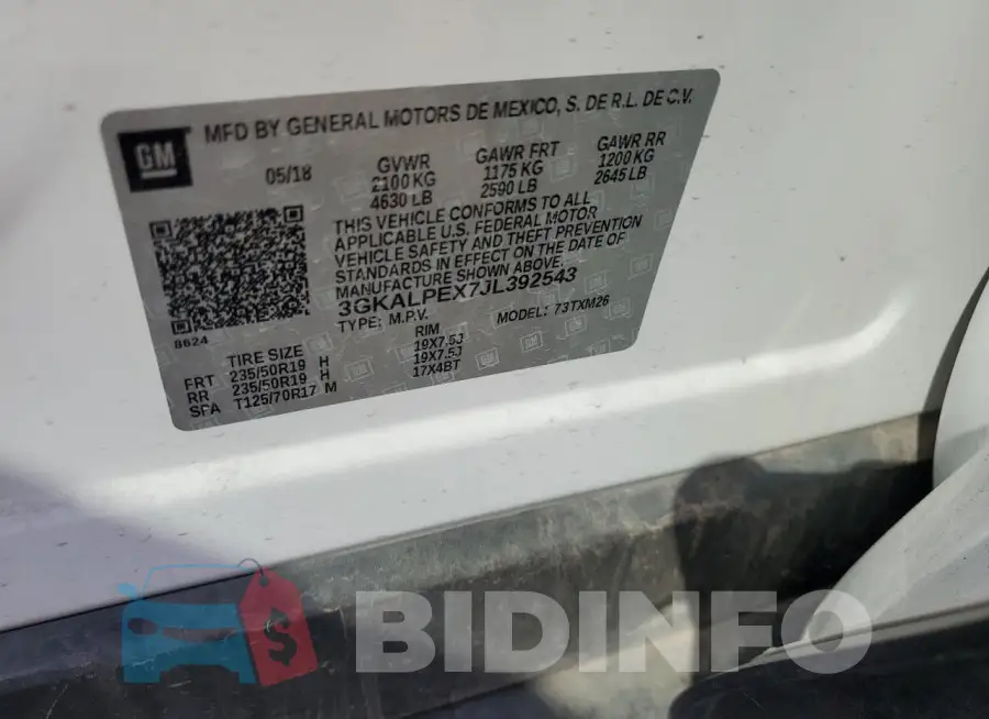 3GKALPEX7JL392543 Photo# 13