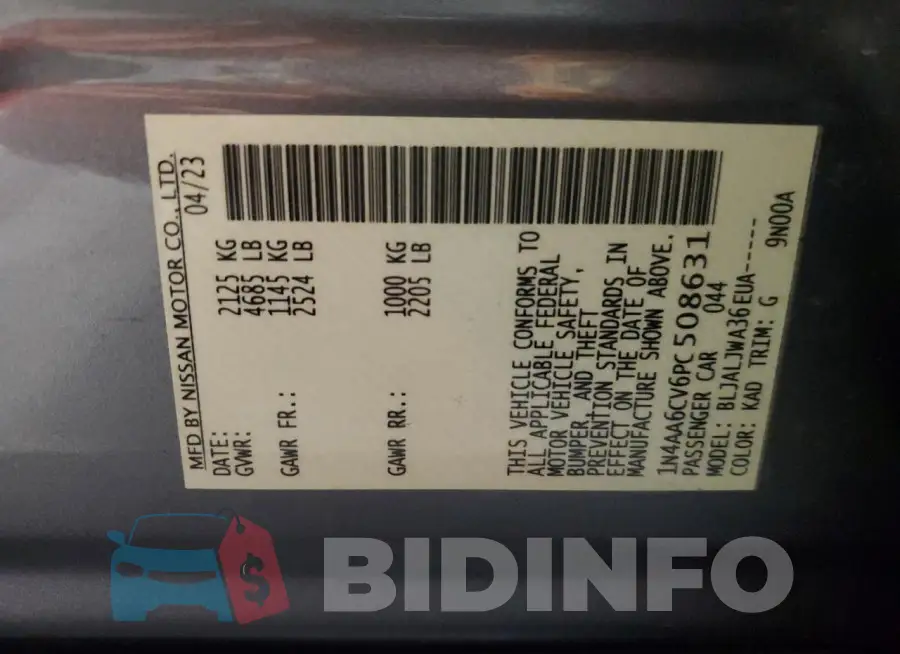 1N4AA6CV6PC508631 Photo# 13