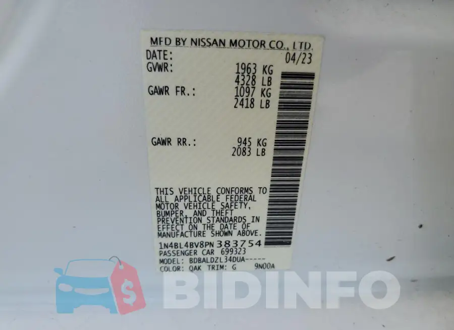 1N4BL4BV8PN383754 Photo# 12