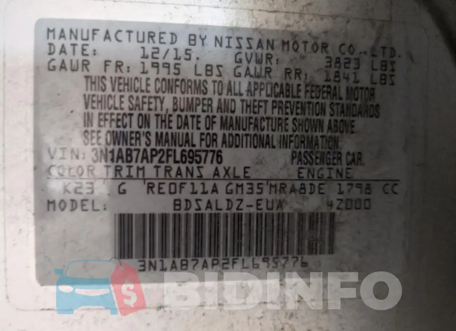 3N1AB7AP2FL695776 Photo# 12