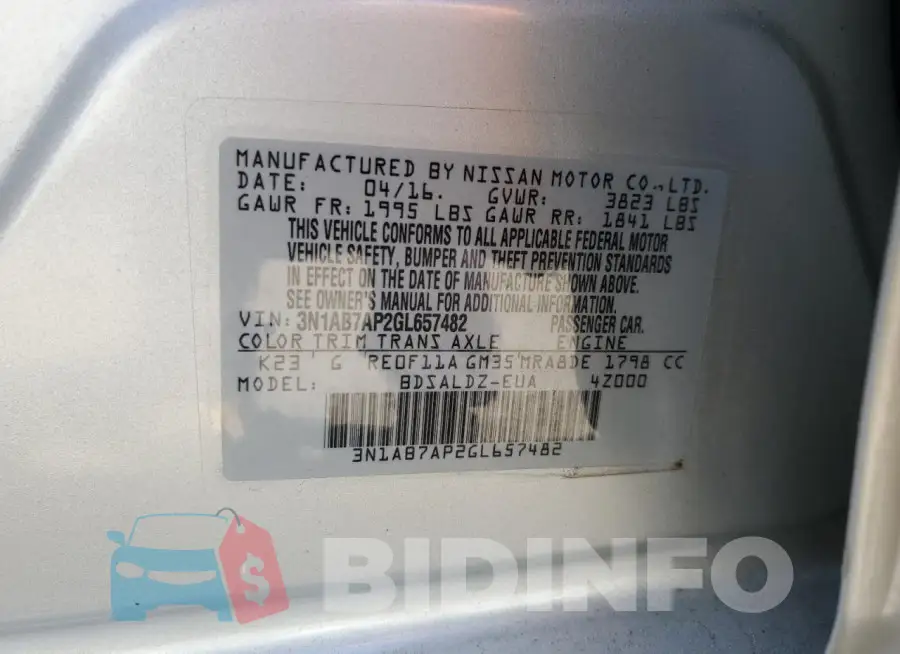 3N1AB7AP2GL657482 Photo# 12